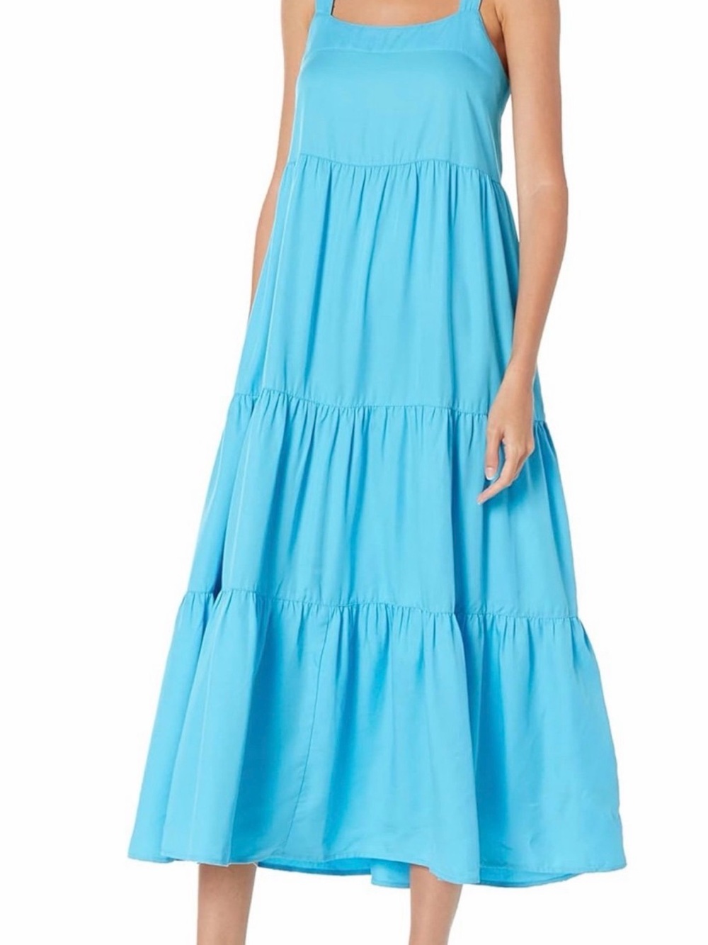 Sleeveless Tiered Maxi Dress in Bright Aqua Blue Size 5X